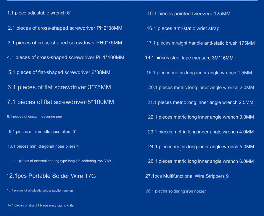 CYI27 electronic maintenance group set tool wrench measuring tape